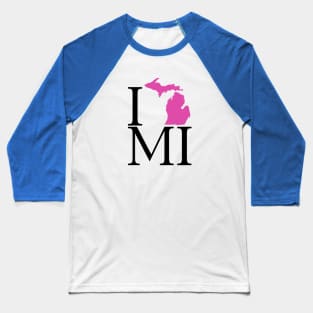 I Love Michigan - Pink Baseball T-Shirt